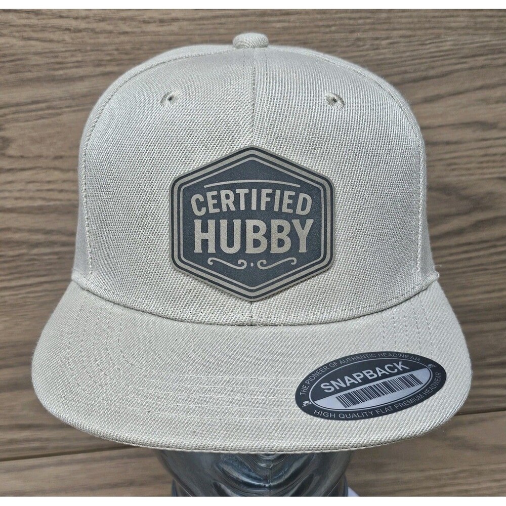 CERTIFIED HUSBAN Patch Adjustable Beige SnapBack Baseball Cap / Hat